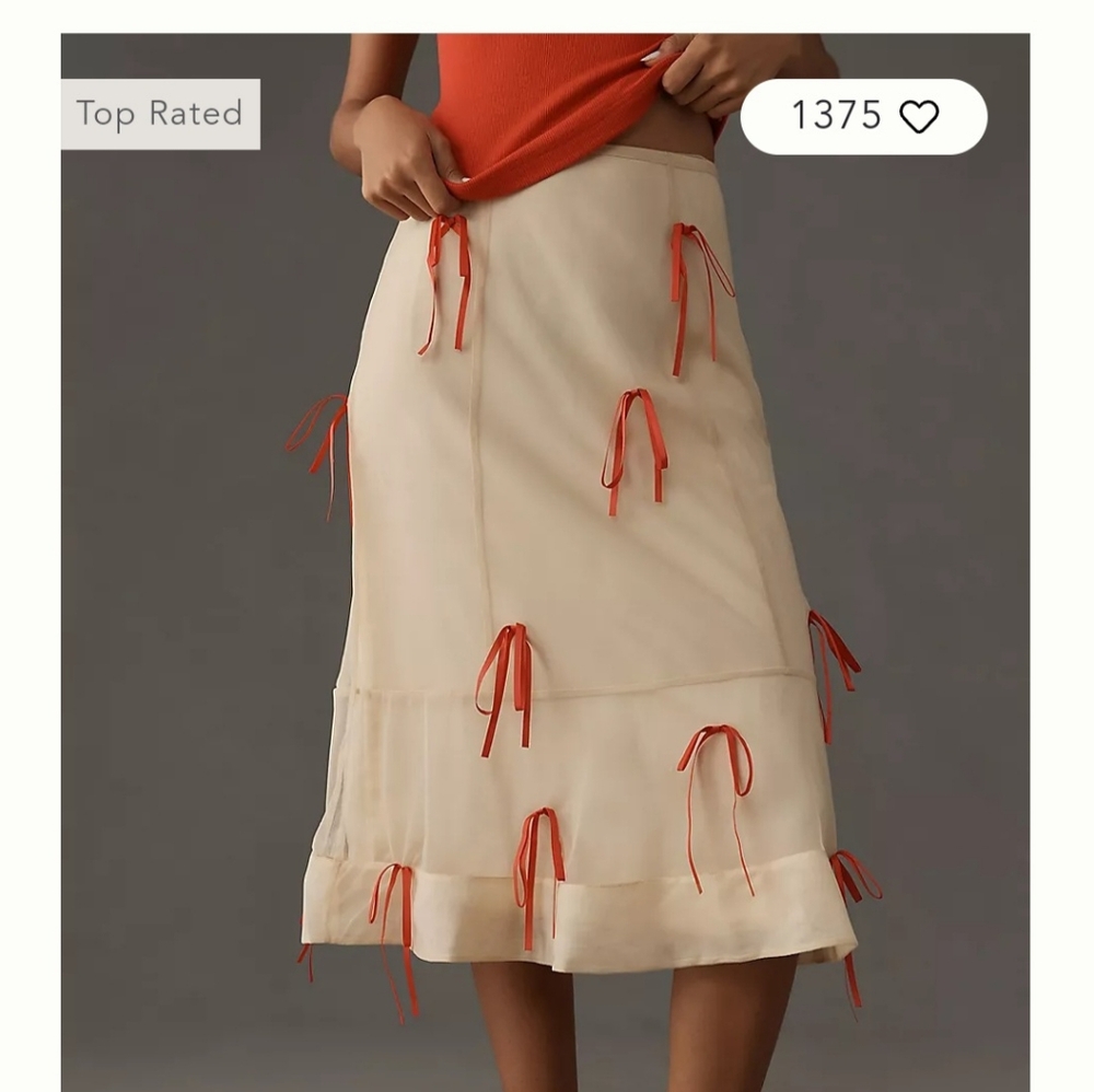 Maeve red ribbon skirt anthropologie